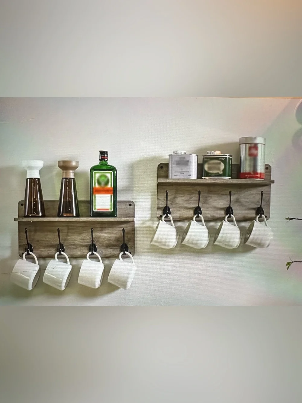 Coat Rack Shelf with 8 Hooks - Floating Shelves